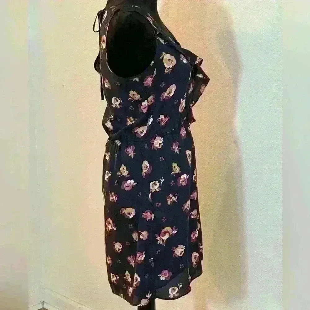 Lauren Conrad Ruffled Sleeveless Navy & Floral Midi Dress - Picture 3 of 6